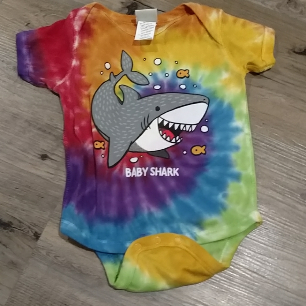 Baby shark tie dye onesie